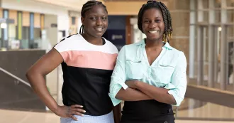 Madison College students Wendyam Ilboudo (right) and Todala Mone