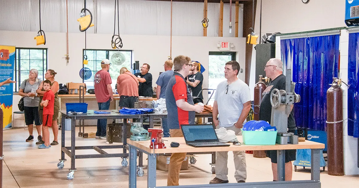 People exploring inside the Portage Enterprise Center