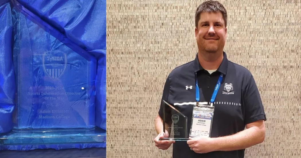 Adam Eichstedt poses with his award.