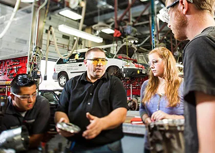 Automotive Technology students getting hands-on training in the shop