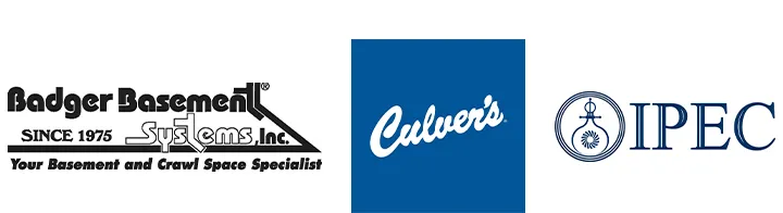 Logos for Badger Basement, Culvers and IPEC