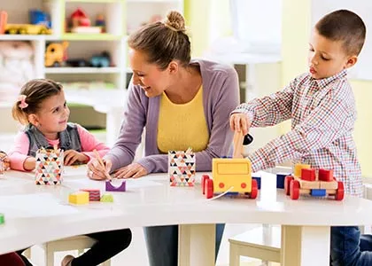 Child Care Students and Teacher