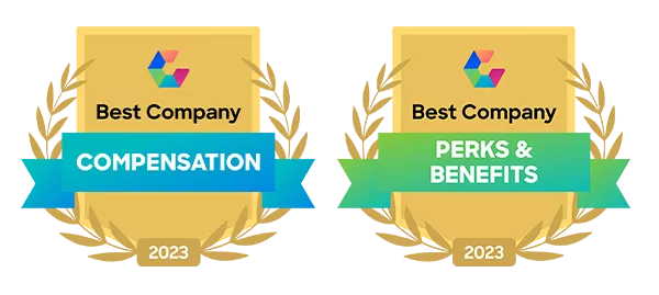 Comparably Best Company Awards for compenstation, perks and benefits