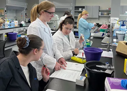 biotechnology students working in lab