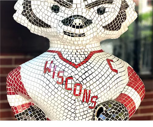 sculpture of Bucky Badger