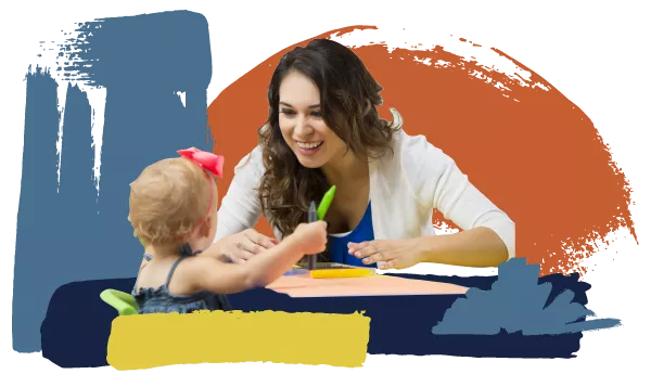 teacher interacting with a toddler