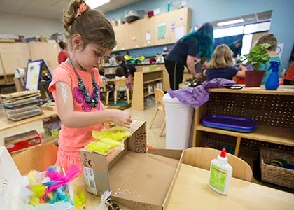 student working on project