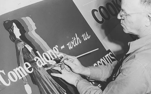 Person hand rendering commercial art