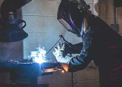 welding student at work