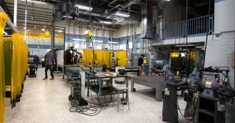 Madison College students working in Fort Atkinson's metal fabrication facility