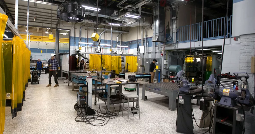 Madison College students working in Fort Atkinson's metal fabrication facility