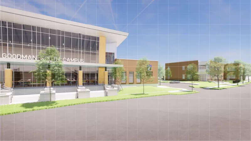 Goodman South early learning campus phase 1 architectural rendering