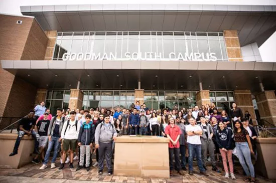 students outside the Madison College Goodman South Campus