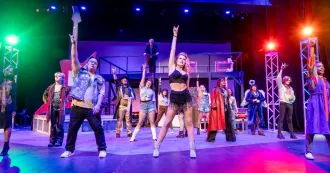 Madison College students perform in "Rock of Ages" in March 2024.