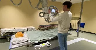 Madison College student in lab