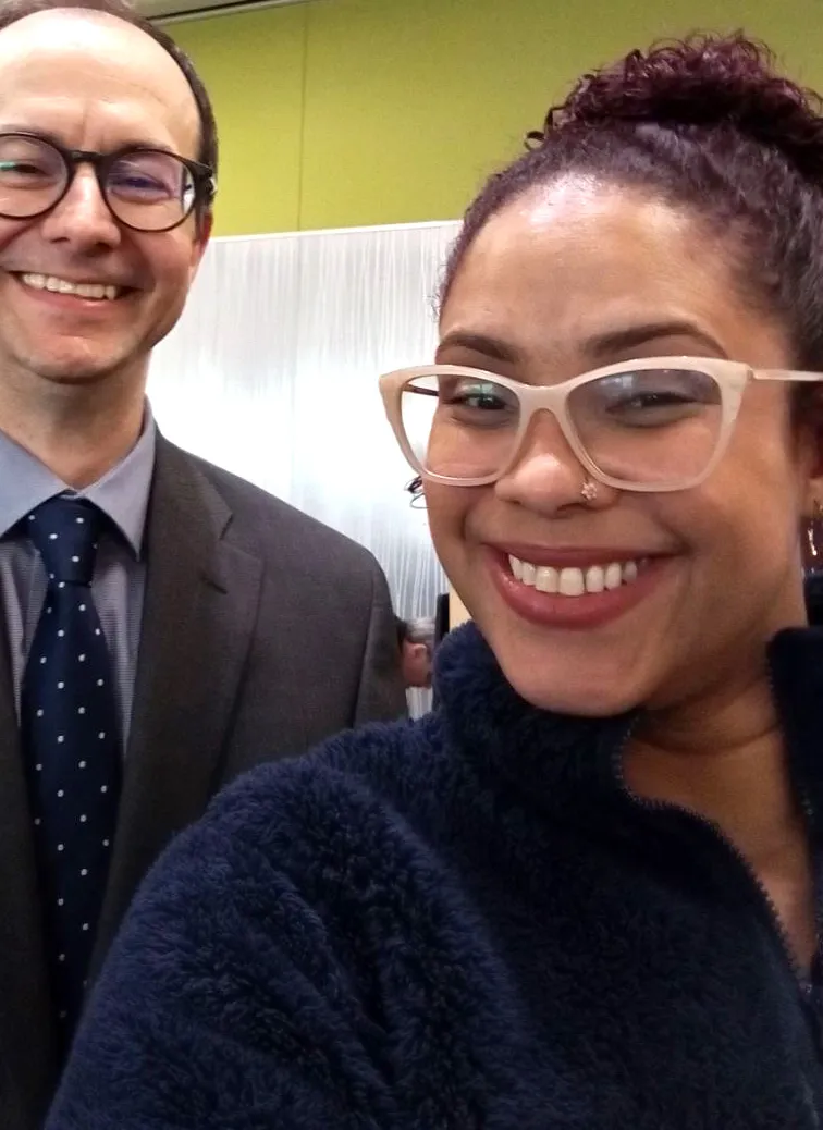 Student Jueilin Ortiz Díaz smiling with Dr. Tim Casper