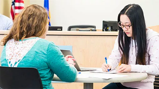 paralegal students in a courtroom