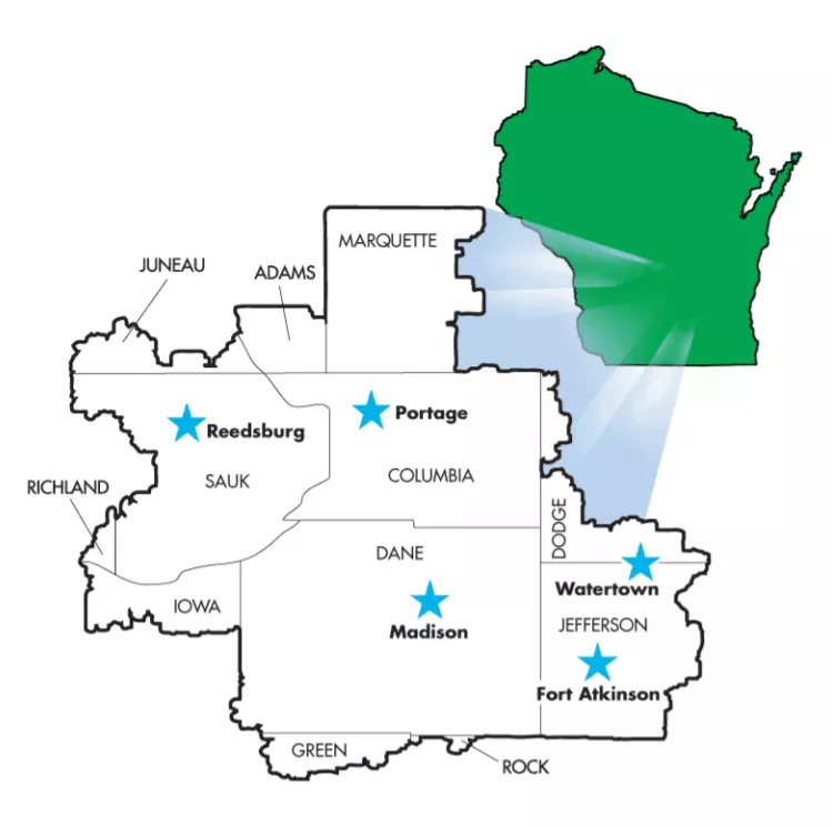 Map of Madison College District