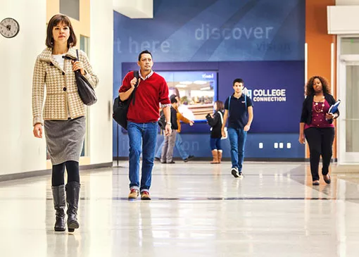 Professionally dressed students on campus