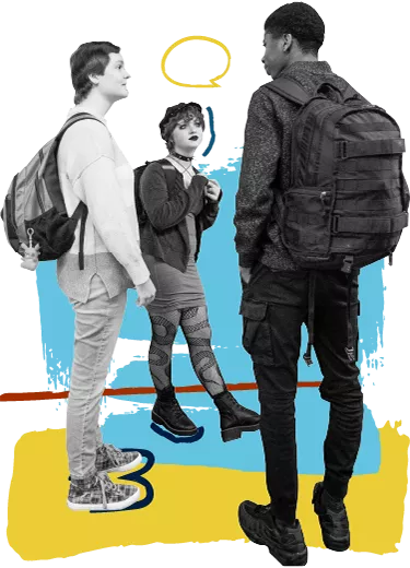 three Madison College students standing together