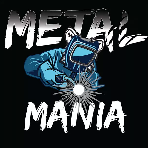 Metal Mania poster illustration of Wolfie welding