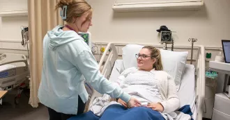 nursing students in lab