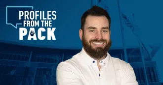 Ryan Murphy with the Profiles from the Pack logo