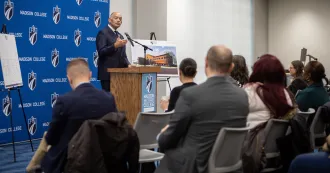 President Jack Daniels at Goodman South Early Learning Campus celebration.