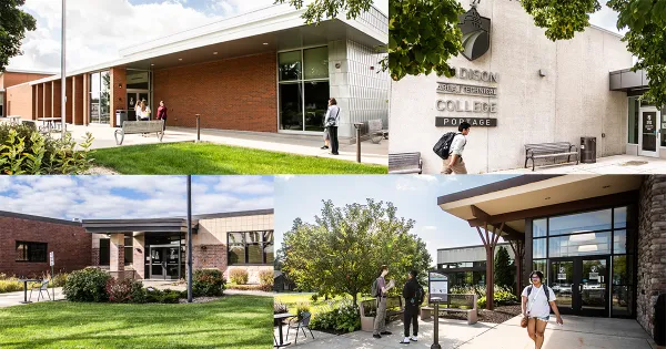 the exterior entrance of the four regional campus buildings