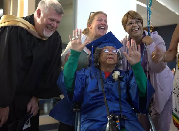 92-year-old Sarah Wells celebrated earning her high school diploma.