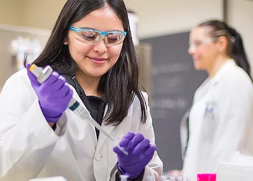 science student in lab class