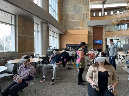 Students in the College’s Gateway for their VR classes