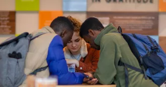 high school STEM academy students studying