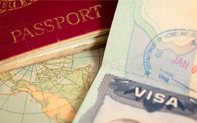 image of a passport and visa