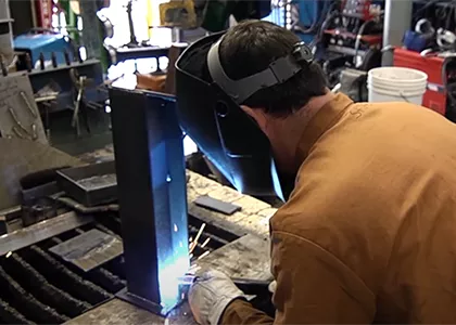student welding
